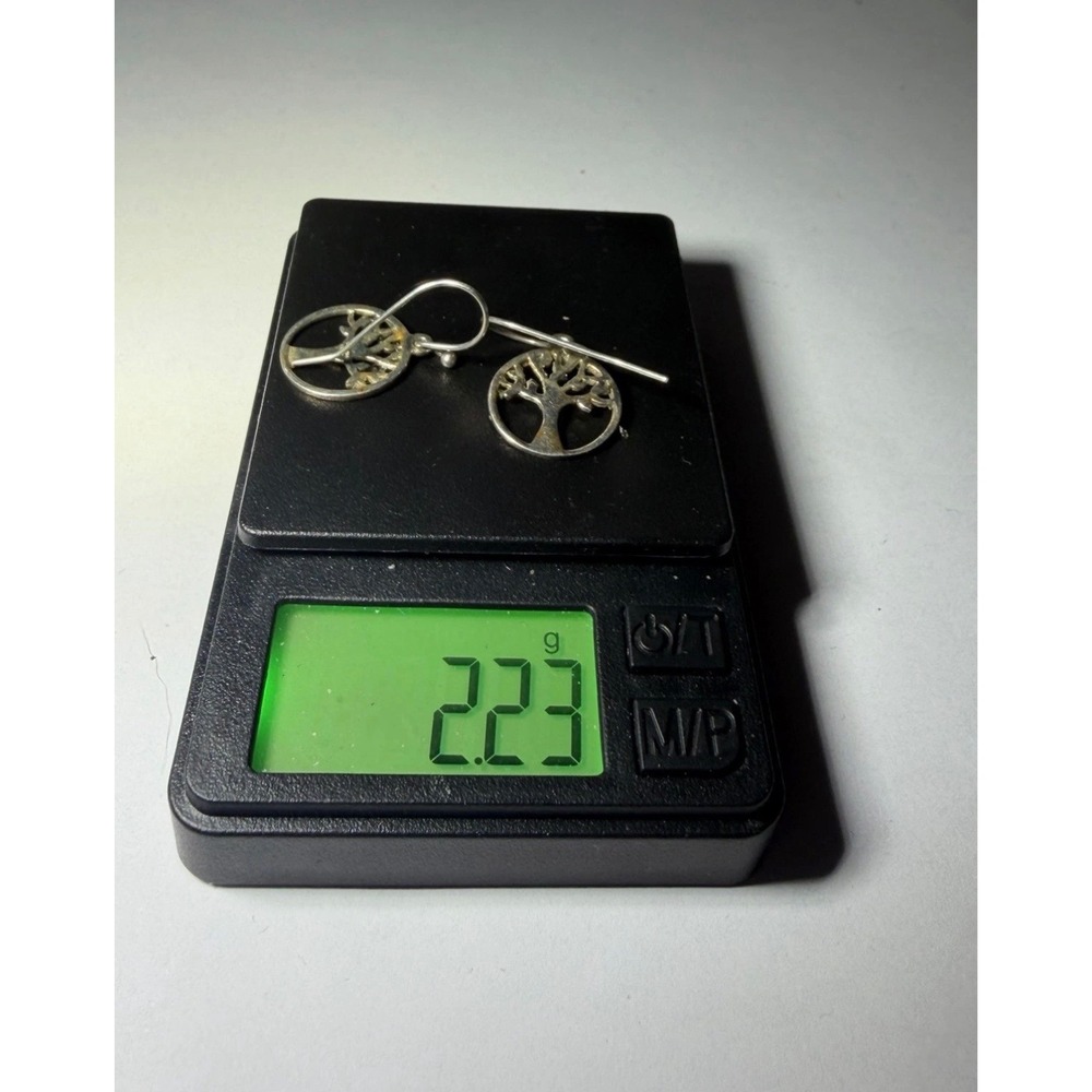 Sterling Silver 925 Tree of Life Circle Drop Hook Earrings Nature Jewelry - Picture 5 of 5